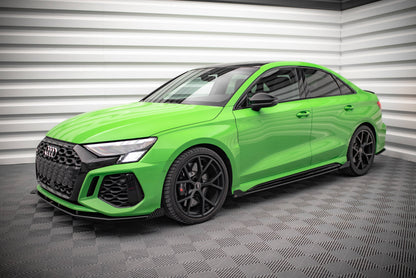 Street Pro Seitenschweller Ansatz + Flaps für Audi RS3 Limousine 8Y schwarz Hochglanz