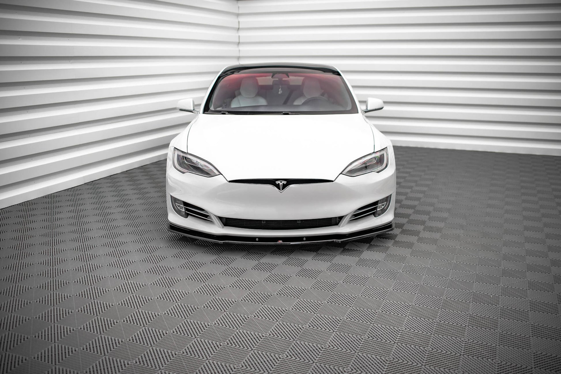 Front Ansatz V.1 für Tesla Model S Facelift schwarz Hochglanz