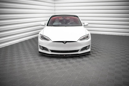 Front Ansatz V.1 für Tesla Model S Facelift schwarz Hochglanz