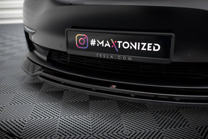 Front Ansatz V.3 für Tesla Model 3 schwarz Hochglanz