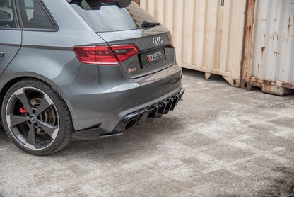 Street Pro Heck Ansatz Flaps Diffusor +Flaps für Audi RS3 8V Sportback schwarz Hochglanz