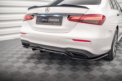 Mittlerer Cup Diffusor DTM Look Heck Ansatz für Mercedes-Benz E AMG-Line Limousine W213 Facelift schwarz Hochglanz