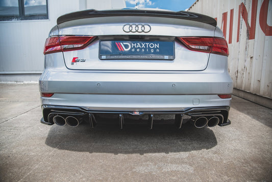 Diffusor Heck Ansatz für Audi S3 Limousine 8V Facelift schwarz Hochglanz