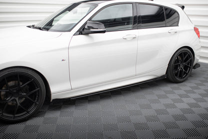 Street Pro Seitenschweller Ansatz V.2 für + Flaps für BMW 1er F20 M135i / M140i / M-Paket  schwarz Hochglanz