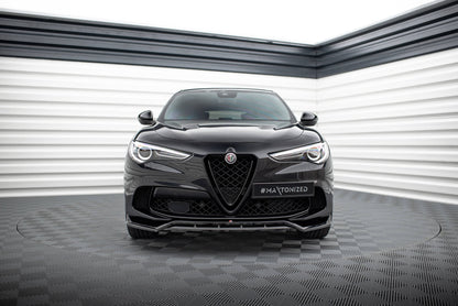 Front Ansatz für Alfa Romeo Stelvio Quadrifoglio Mk1 schwarz Hochglanz
