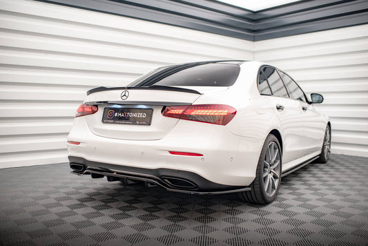 Mittlerer Cup Diffusor DTM Look Heck Ansatz für Mercedes-Benz E AMG-Line Limousine W213 Facelift schwarz Hochglanz