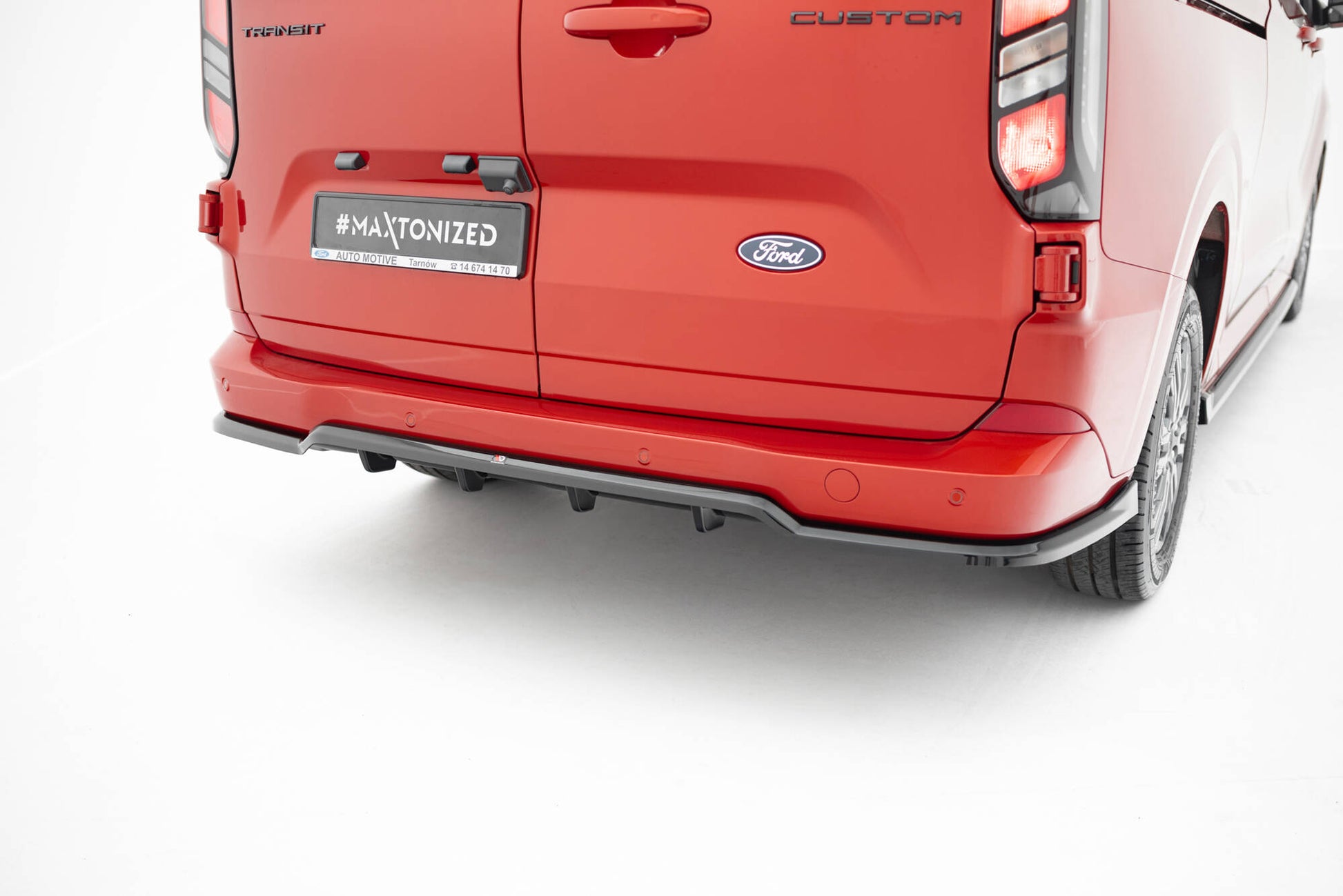 Mittlerer Cup Diffusor DTM Look Heck Ansatz für Ford Transit Custom / Tourneo Custom Mk2 schwarz Hochglanz