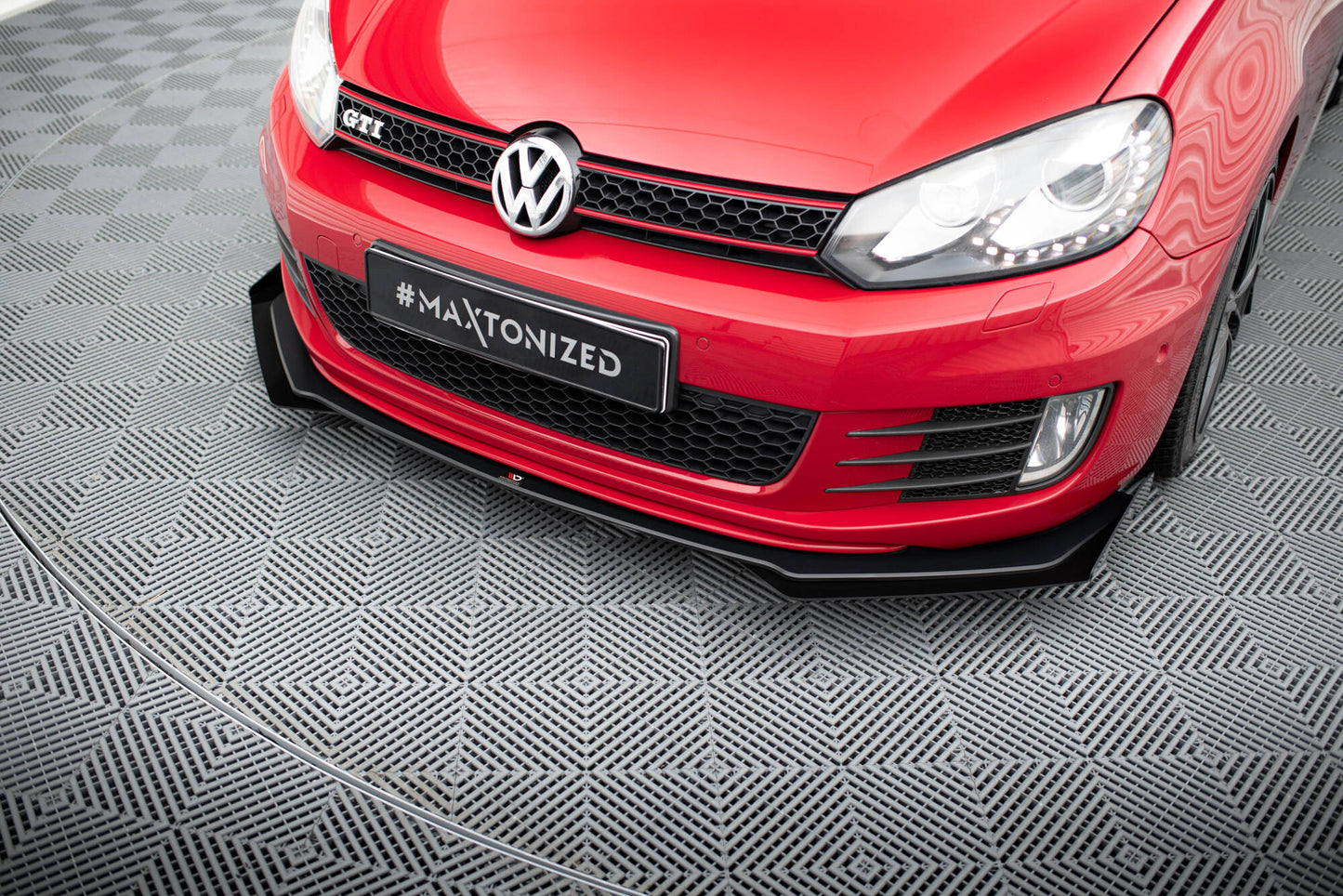 Street Pro Front Ansatz für V.3 +Flaps für Volkswagen Golf GTI Mk6 schwarz Hochglanz