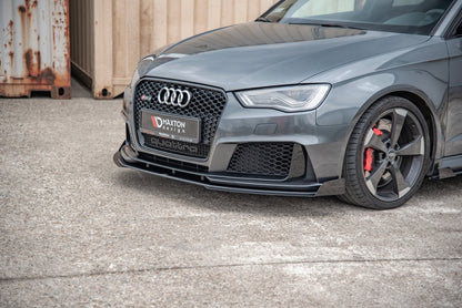 Street Pro Front Ansatz für + Flaps für Audi RS3 8V Sportback schwarz Hochglanz