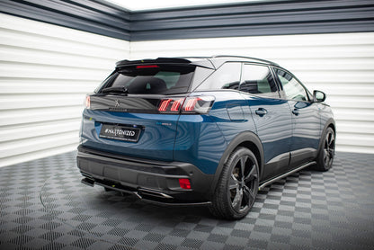 Mittlerer Cup Diffusor DTM Look Heck Ansatz für Peugeot 3008 GT-Line Mk2 Facelift schwarz Hochglanz