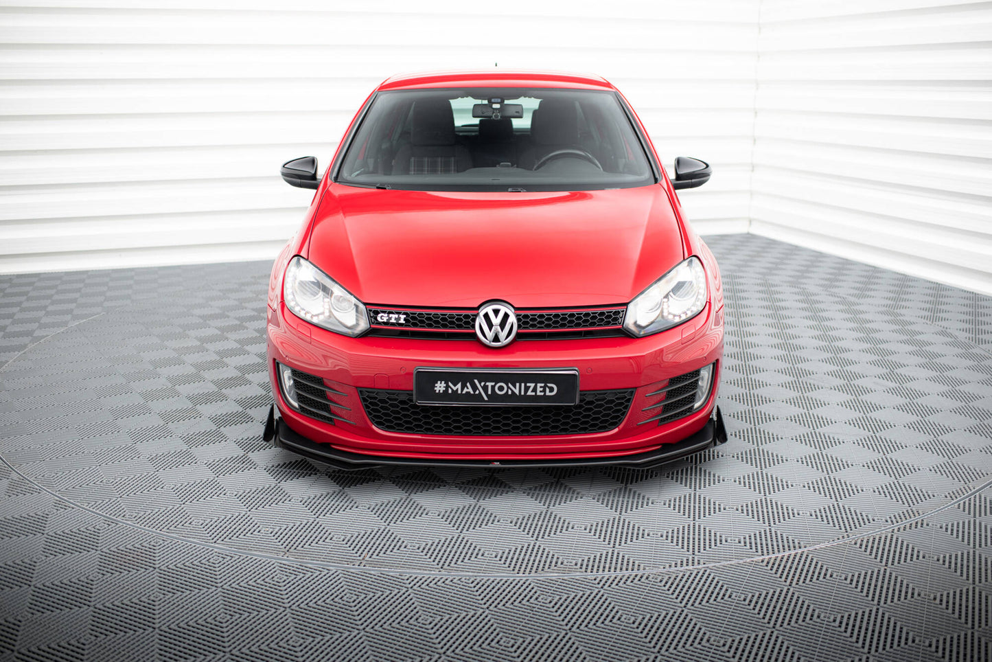 Street Pro Front Ansatz für V.3 + Flaps für VW Golf GTI Mk6 schwarz Hochglanz