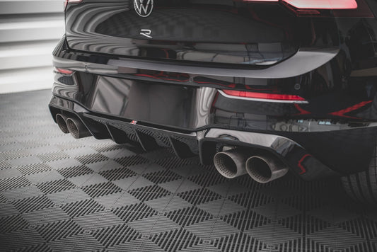 Diffusor Heck Ansatz V.1 für VW Golf R Mk8 Facelift schwarz Hochglanz