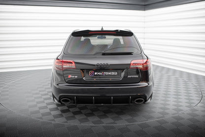 Heck Ansatz Flaps Diffusor für Audi RS6 Avant C6 schwarz Hochglanz