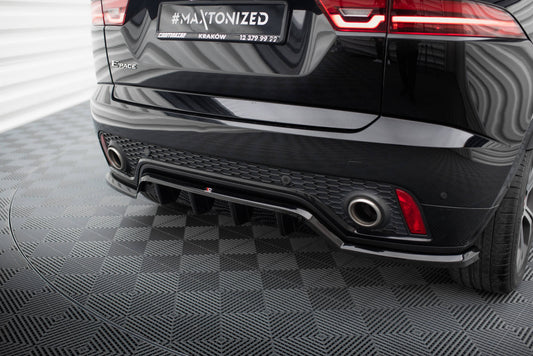 Mittlerer Cup Diffusor DTM Look Heck Ansatz für Jaguar E-Pace R-Dynamic Mk1 schwarz Hochglanz
