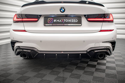 Diffusor Heck Ansatz für BMW 3er M-Paket G20 / G21 (Passend für Fahrzeuge mit Anhängerkupplung) schwarz Hochglanz