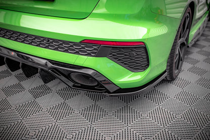 Heck Ansatz Flaps Diffusor für Audi RS3 Limousine 8Y schwarz Hochglanz