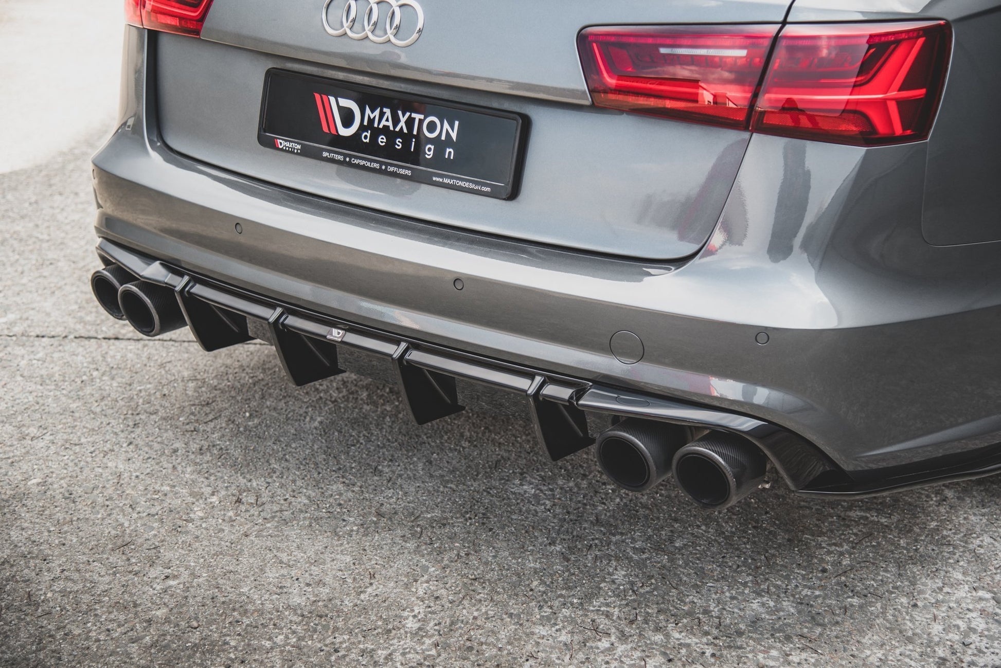 Diffusor Heck Ansatz V.1 für Audi S6 C7 Facelift schwarz Hochglanz