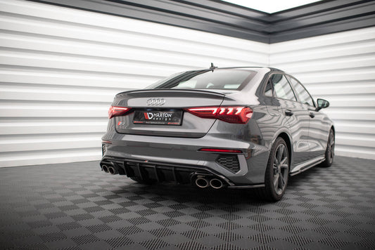 Diffusor Heck Ansatz für Audi S3 Limousine 8Y schwarz Hochglanz