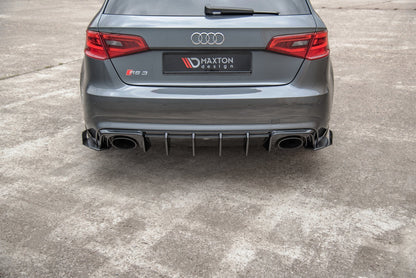 Street Pro Heck Ansatz Flaps Diffusor +Flaps für Audi RS3 8V Sportback schwarz Hochglanz