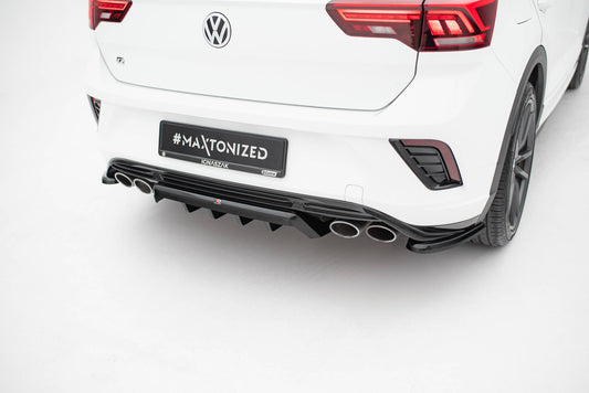 Mittlerer Diffusor Heck Ansatz DTM Look für VW T-Roc R Mk1 schwarz Hochglanz