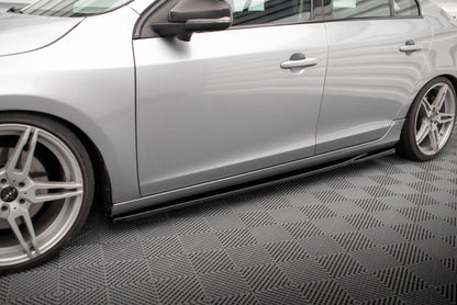 Seitenschweller Ansatz für Volvo S60 R-Design Mk2 schwarz Hochglanz