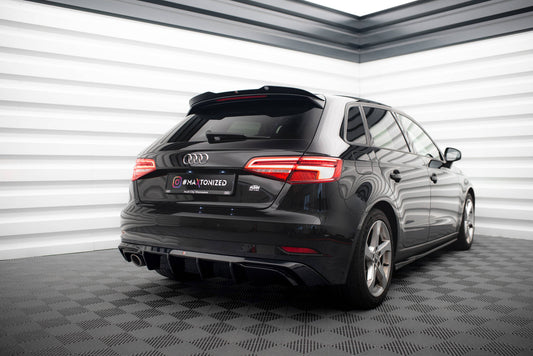 Diffusor Heck Ansatz für Audi A3 Sportback 8V Facelift (Einzelauspuff li.rohr)