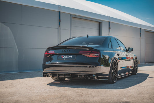 Diffusor Heck Ansatz für Audi S8 D4 Facelift schwarz Hochglanz