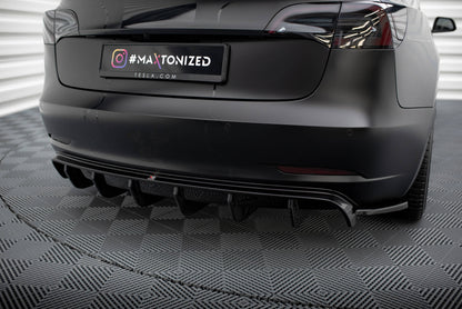 Diffusor Heck Ansatz V.2 für Tesla Model 3 schwarz Hochglanz