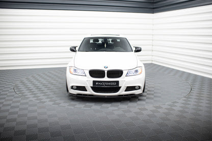 Front Ansatz V.1 für BMW 3er Limousine / Touring M-Paket E90 / E91 Facelift schwarz Hochglanz