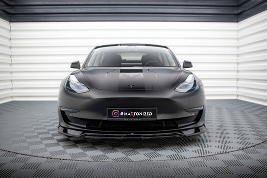 Front Ansatz V.3 für Tesla Model 3 schwarz Hochglanz