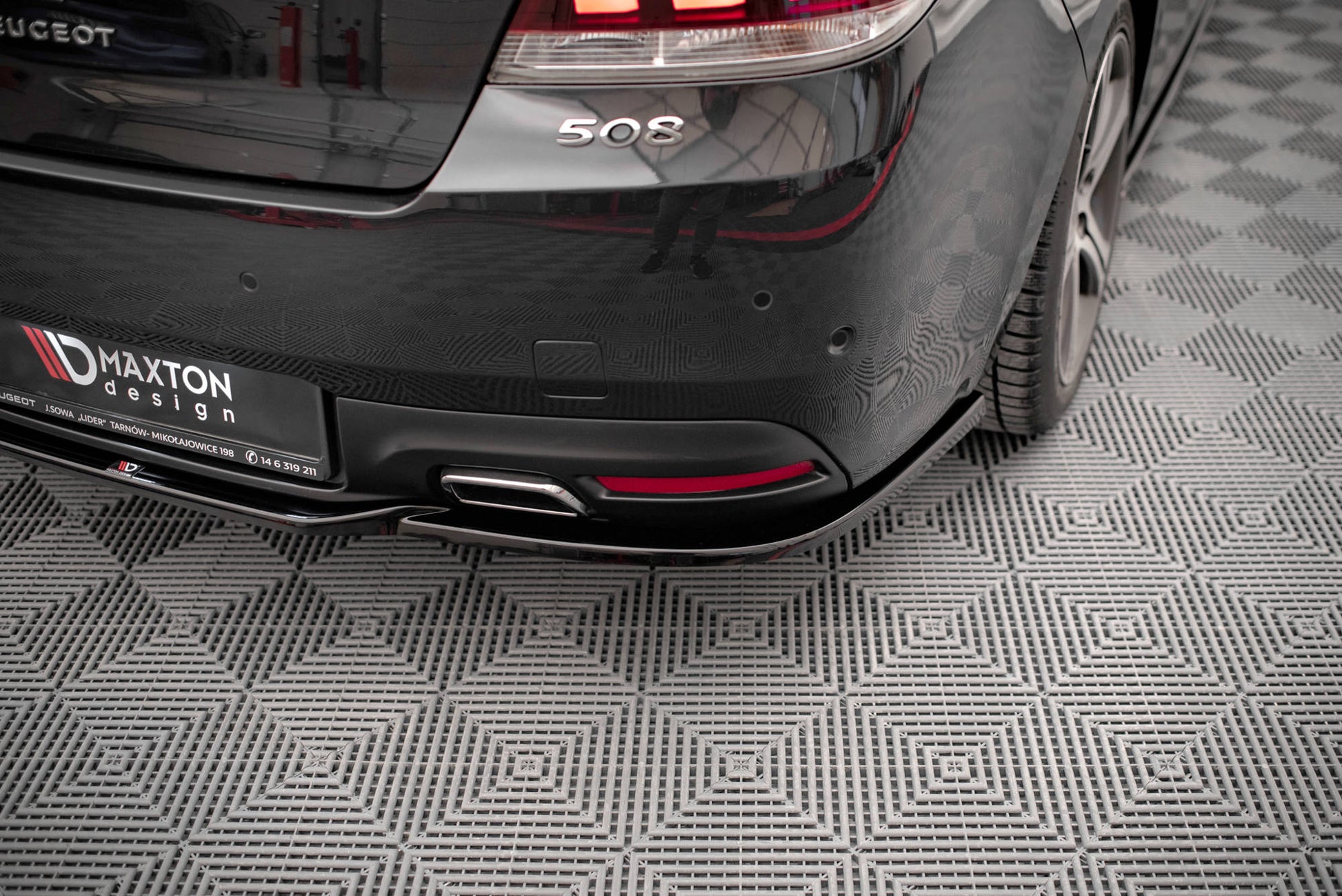 Mittlerer Diffusor Heck Ansatz für Peugeot 508 GT Mk1 Facelift schwarz matt