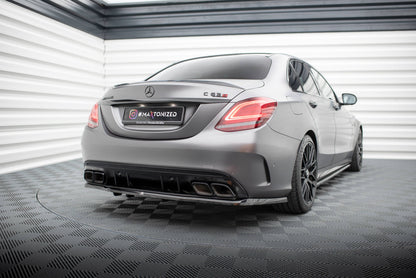 Mittlerer Cup Diffusor DTM Look Heck Ansatz für Mercedes-AMG C63 Limousine / Kombi W205 Facelift schwarz Hochglanz
