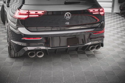 Diffusor Heck Ansatz V.1 für VW Golf R Mk8 Facelift schwarz Hochglanz
