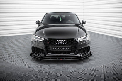 Street Pro Front Ansatz für +Flaps für V.1 + Flaps Audi RS3 Limousine 8V Facelift schwarz Hochglanz