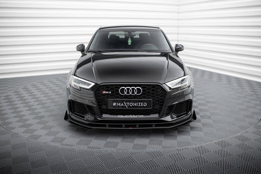 Street Pro Front Ansatz für +Flaps für V.1 + Flaps Audi RS3 Limousine 8V Facelift schwarz Hochglanz