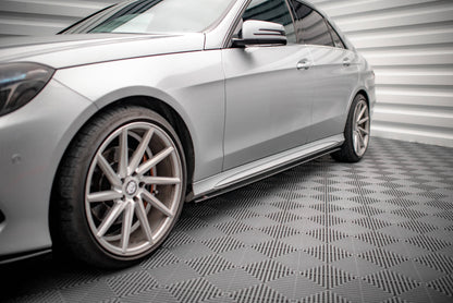 Seitenschweller Ansatz für Mercedes-Benz E63 AMG / AMG-Line Limousine W212 Facelift schwarz Hochglanz