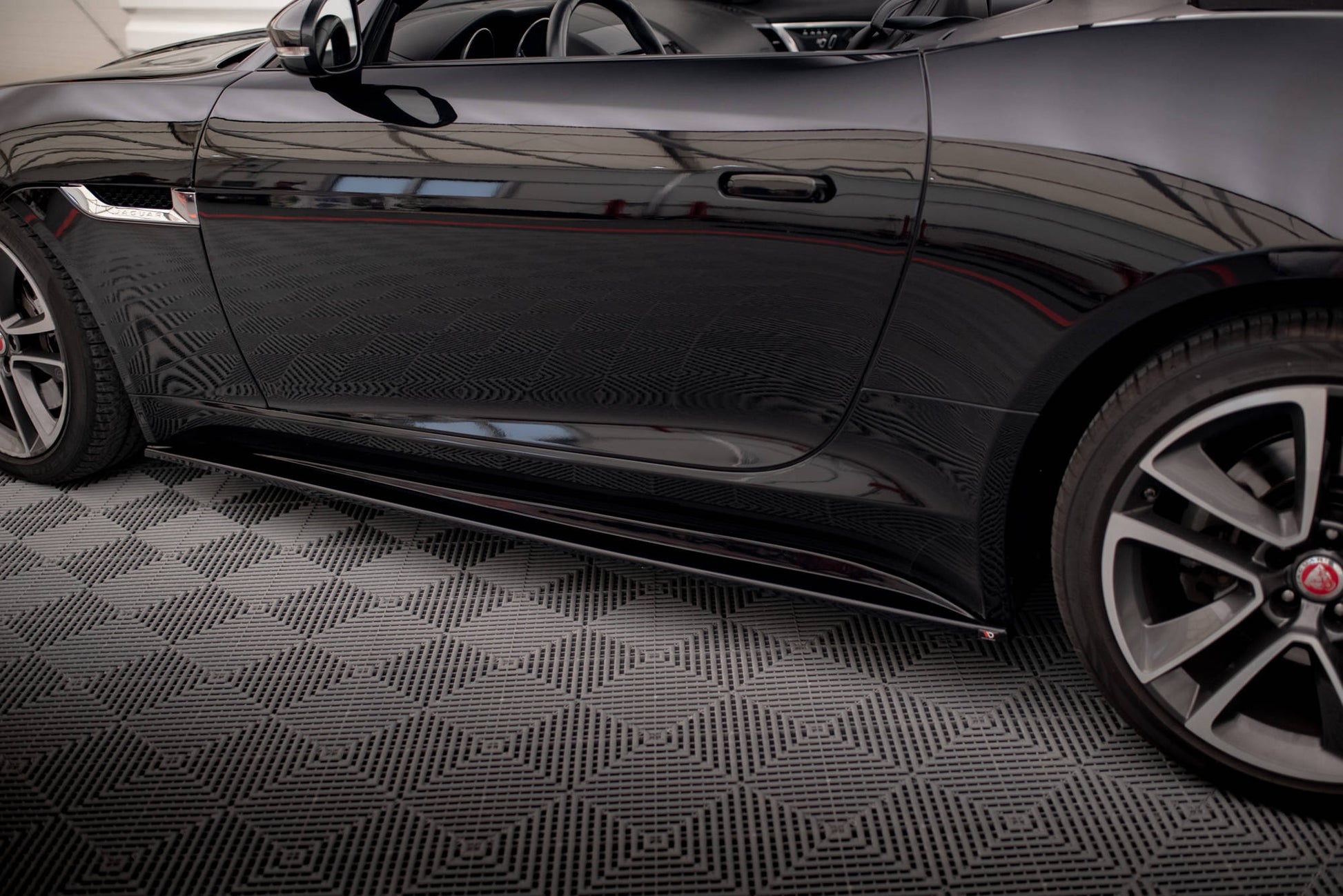 Seitenschweller Ansatz für JAGUAR F-TYPE schwarz Hochglanz