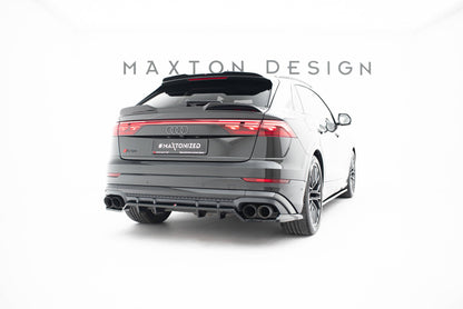 Mittlerer Cup Diffusor DTM Look Heck Ansatz V.2 für Audi SQ8 / Q8 S-Line Mk1 Facelift schwarz Hochglanz