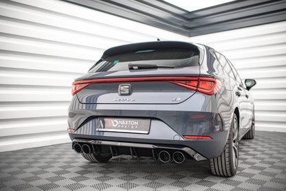 Diffusor Heck Ansatz für + Endschalldampfer Sportauspuff Attrappe Seat Leon FR Hatchback Mk4