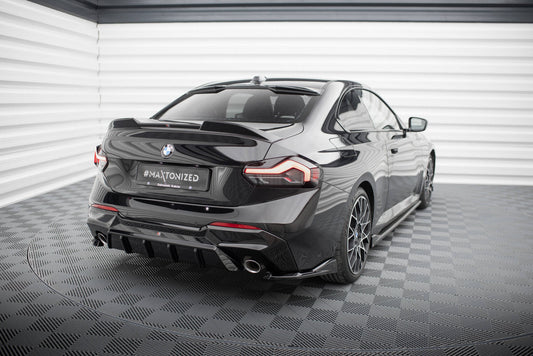Heck Ansatz Flaps Diffusor V.4 für BMW 2 G42 schwarz Hochglanz