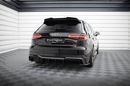 Diffusor Heck Ansatz für Audi A3 S-Line Sportback 8V Facelift (Doppelauspuff li.)