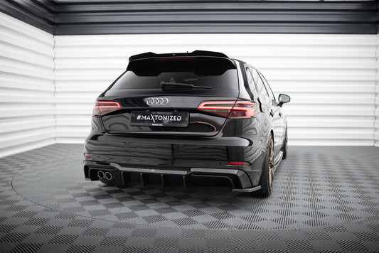 Diffusor Heck Ansatz für Audi A3 S-Line Sportback 8V Facelift (Doppelauspuff li.)