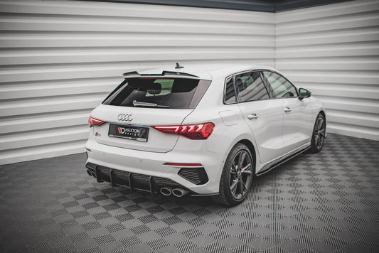 Spoiler CAP V.1 für Audi RS3 / S3 / A3 S-Line Sportback 8Y schwarz Hochglanz