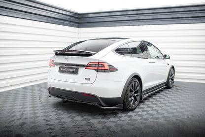 Mittlerer Cup Diffusor DTM Look Heck Ansatz für Tesla Model X Mk1 Facelift schwarz Hochglanz