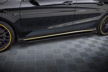 Street Pro Seitenschweller Ansatz für + Flaps Mercedes-AMG CLA 45 C117 Facelift schwarz Hochglanz