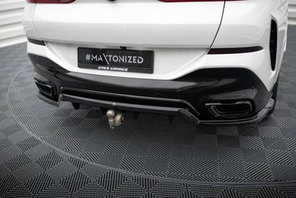 Mittlerer Cup Diffusor DTM Look Heck Ansatz V.2 für BMW X6 M-Paket G06 Facelift schwarz Hochglanz