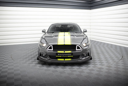 Street Pro Front Ansatz + Flaps für Ford Mustang GT Mk6  schwarz Hochglanz