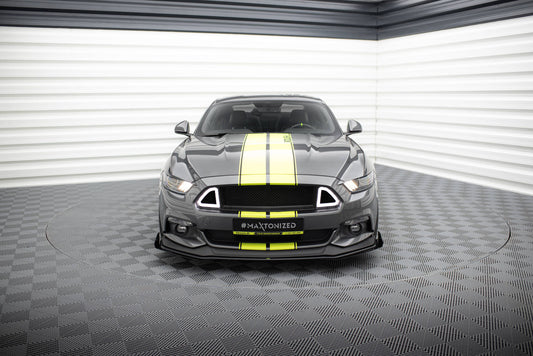 Street Pro Front Ansatz + Flaps für Ford Mustang GT Mk6  schwarz Hochglanz