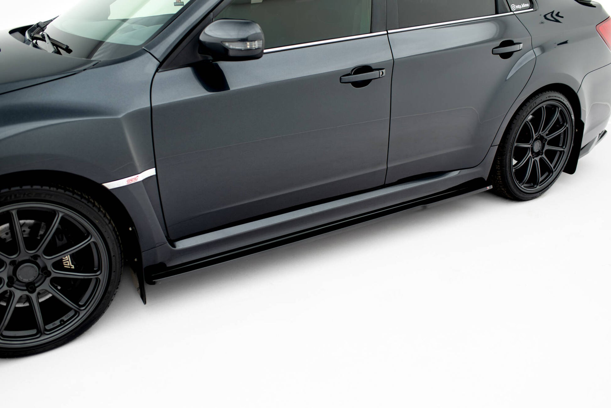 Seitenschweller Ansatz für V.1 für Subaru Impreza WRX STI Mk3 Facelift schwarz Hochglanz