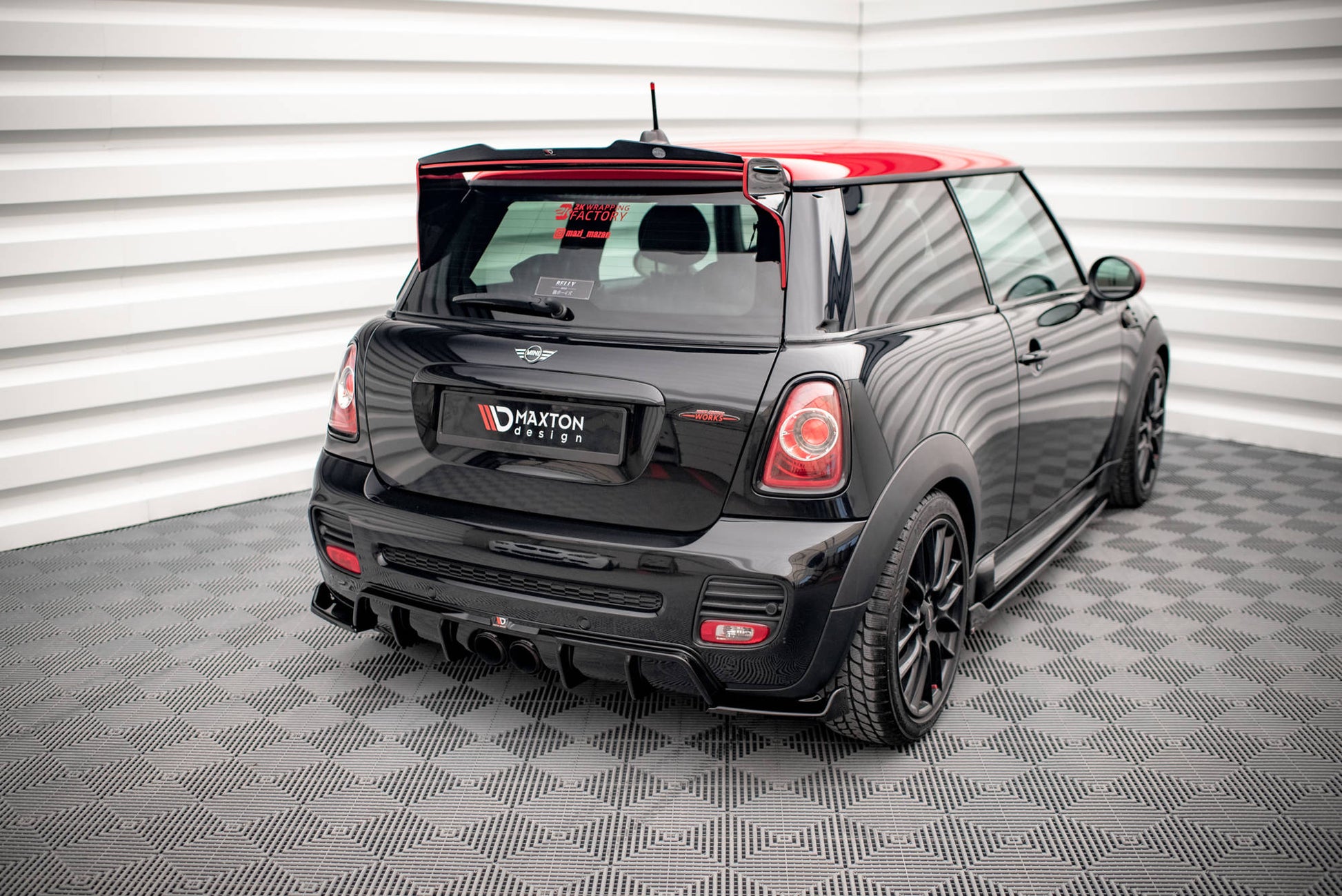 Diffusor Heck Ansatz für Mini Cooper John Cooper Works R56 schwarz Hochglanz